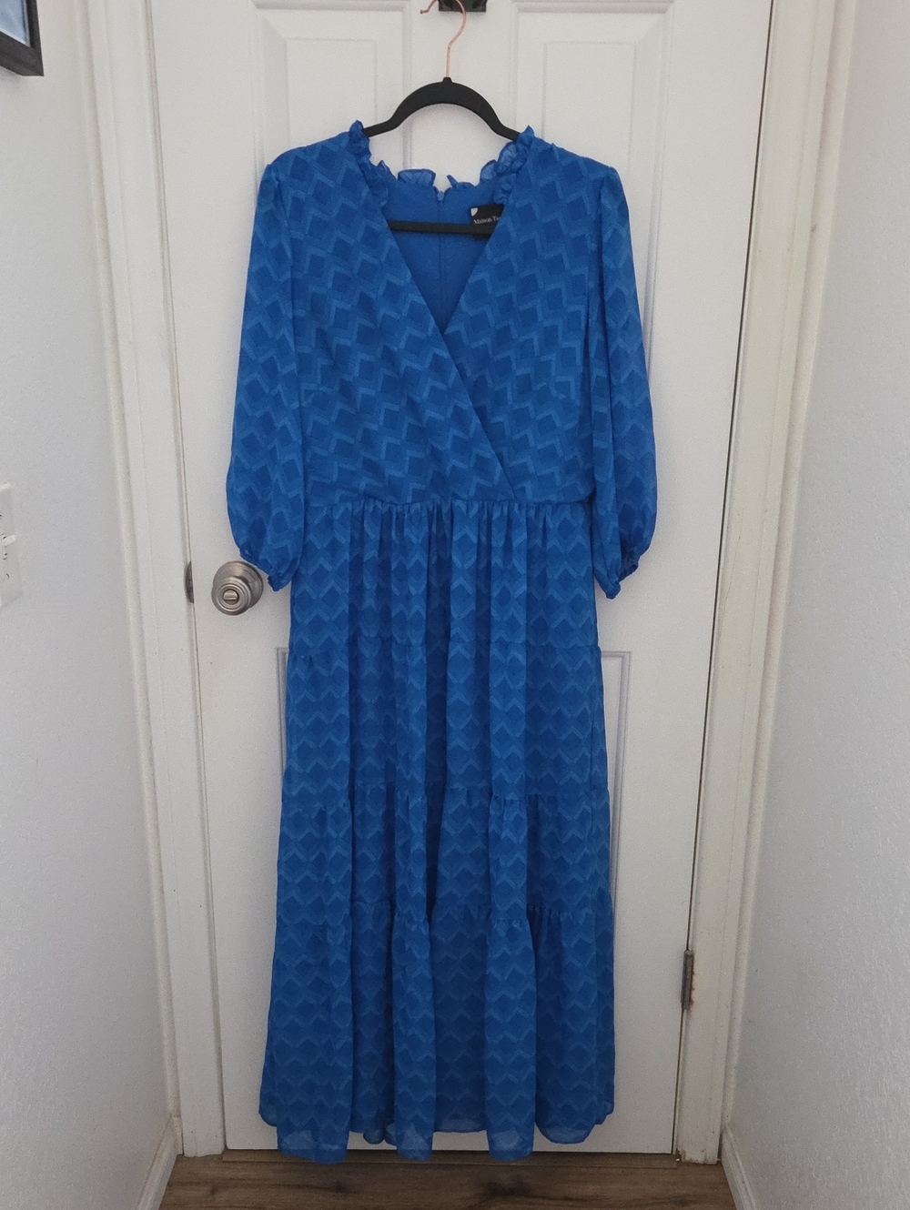 Maison Tara Cobalt Blue Textured Maxi Dress